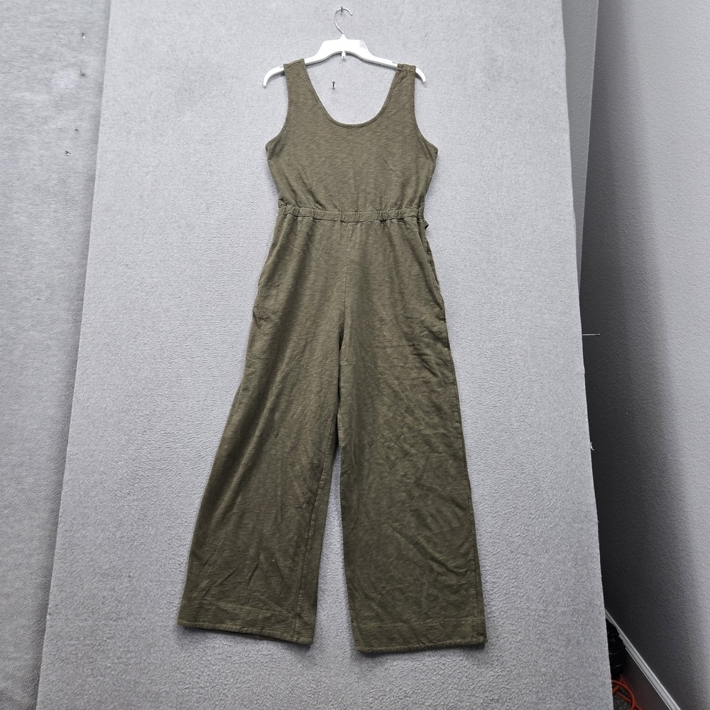 Lucky Brand Women Jumpsuit M Olive Green Tie Sleeveless 26" Inseam Belted